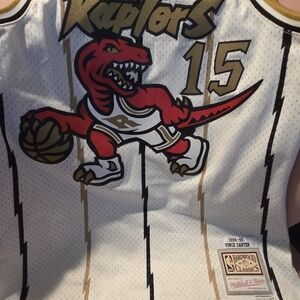 Mitchell & Ness Toronto Raptors Vince Carter White Red Gold Jersey